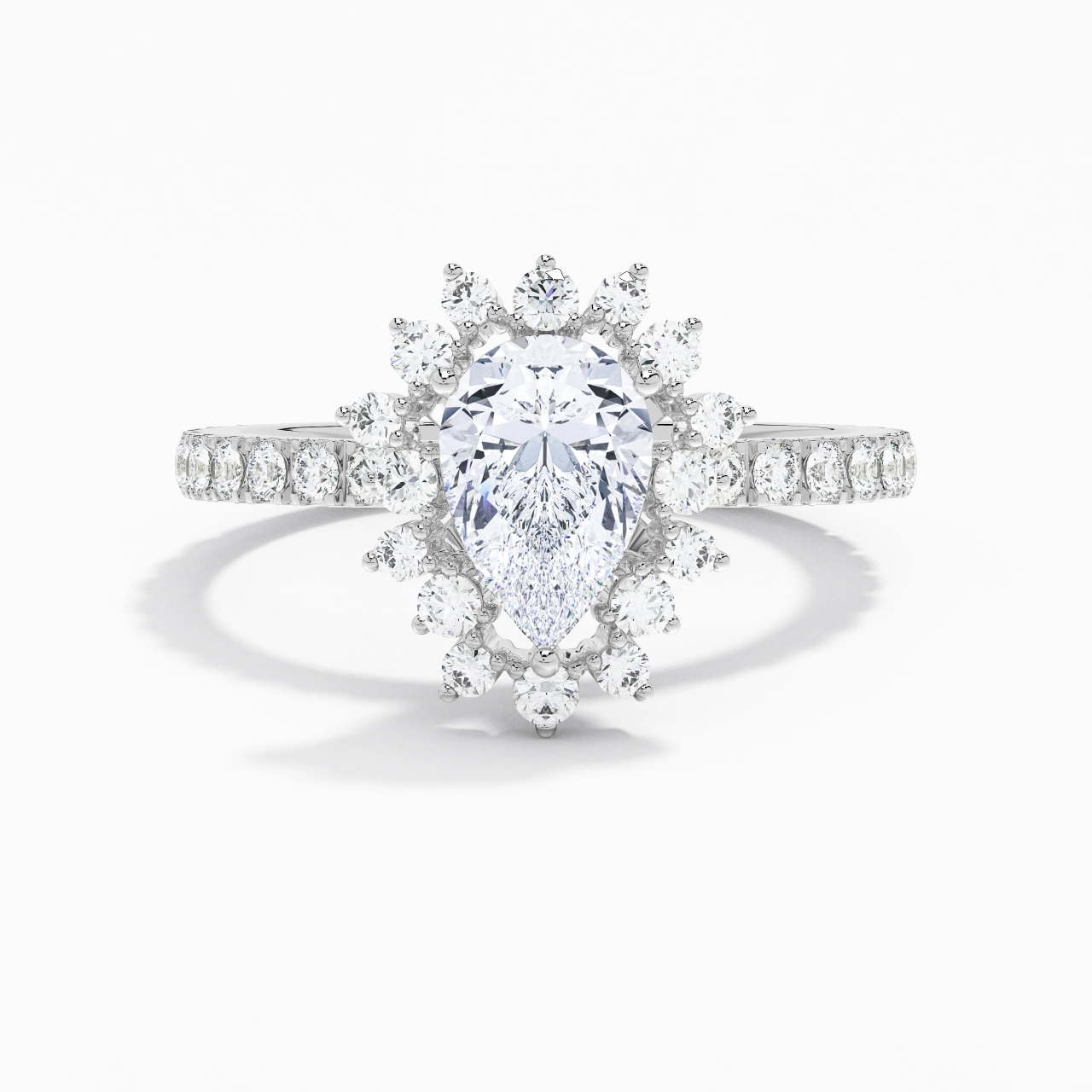 Le luxe Poire 1.50ct Moissanite Bague de fiançailles