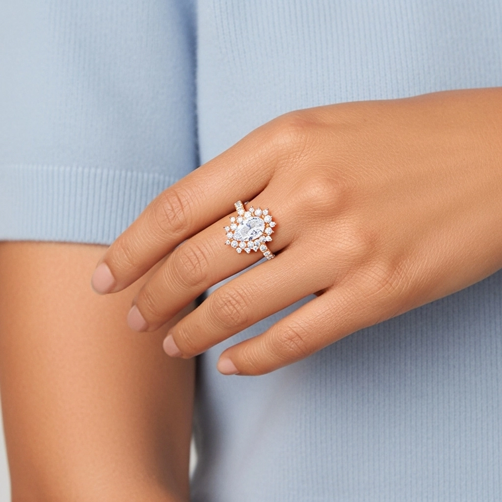 Le luxe Poire 2.00ct Moissanite Bague de fiançailles