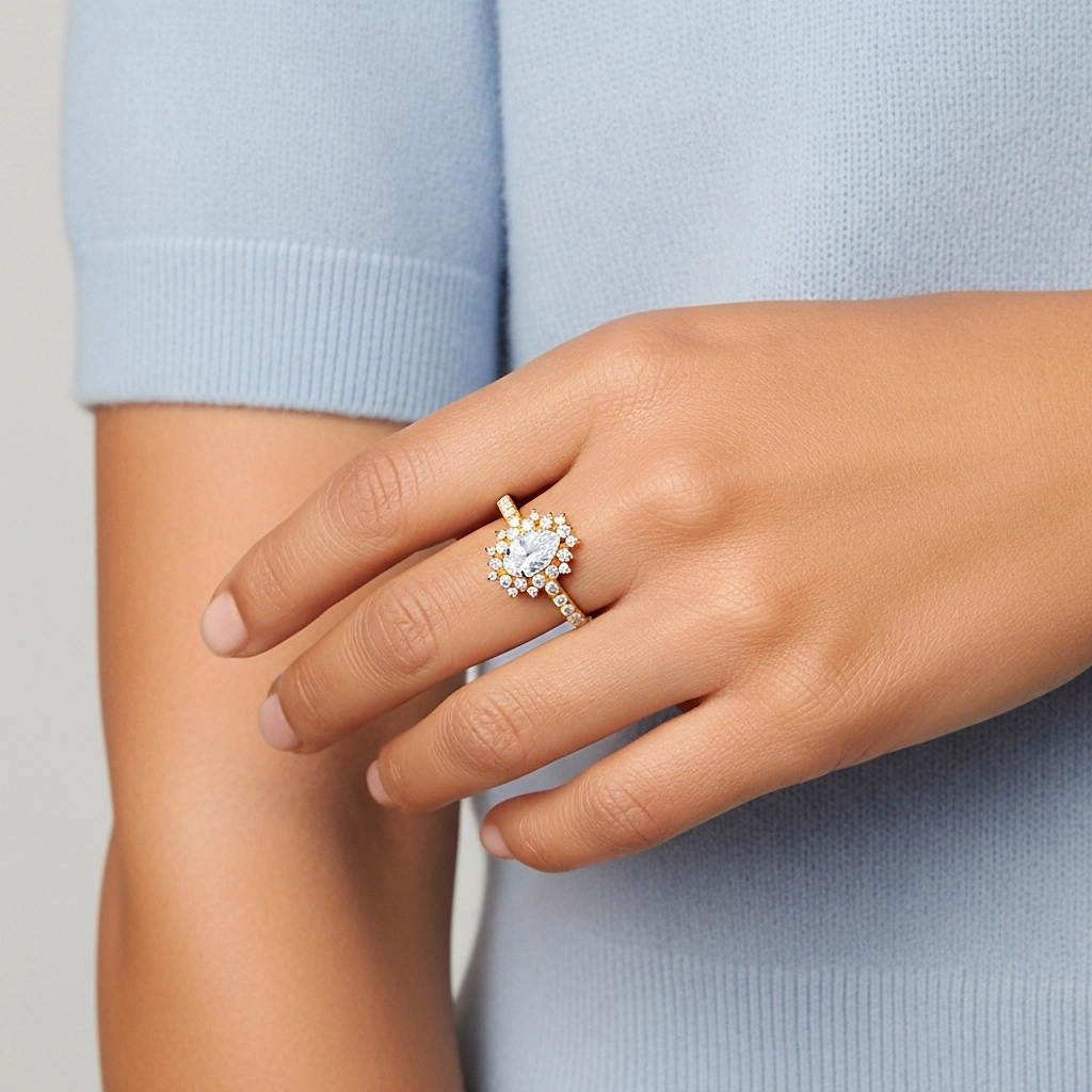 Argent sterling 925 Moissanite Bague de fiançailles