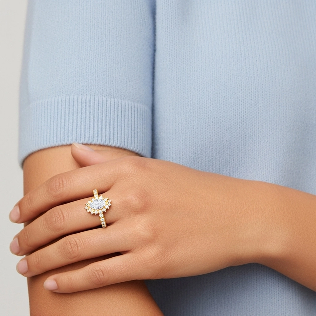 Argent sterling 925 Moissanite Bague de fiançailles