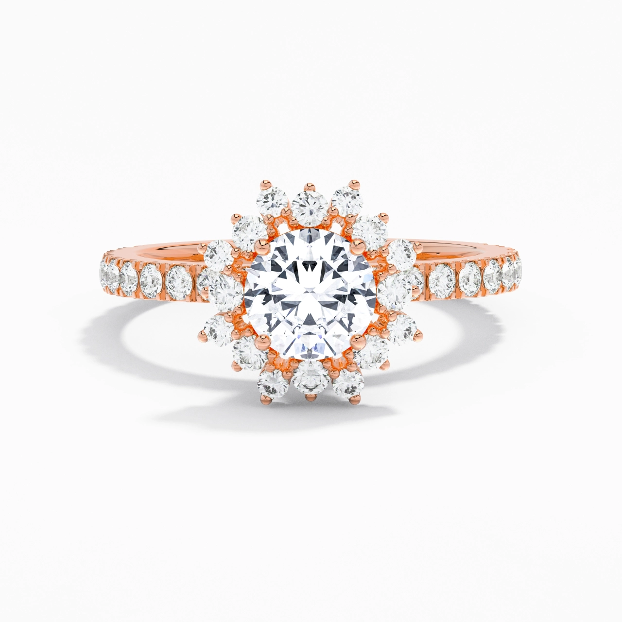 Luxury Round 1.00ct Moissanite Engagement Ring