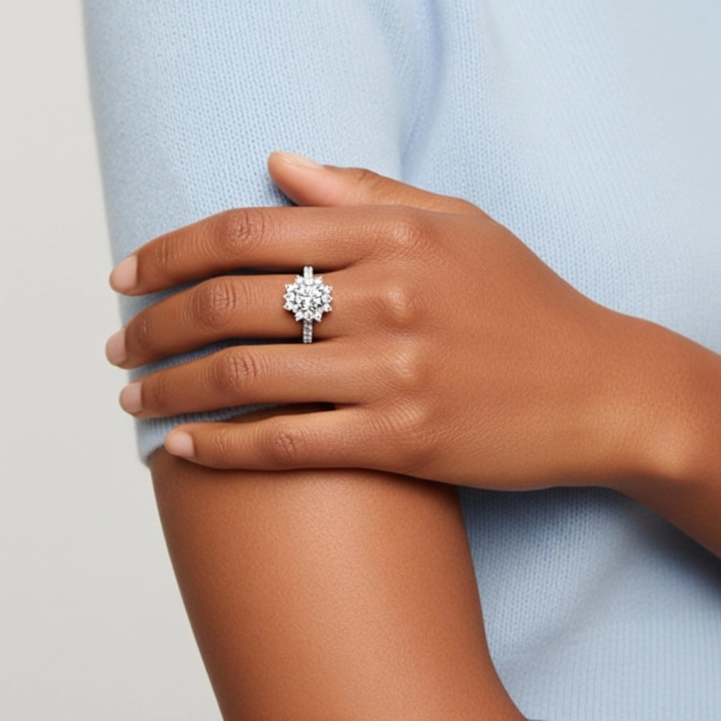 Le luxe Rond 2.00ct Moissanite Bague de fiançailles