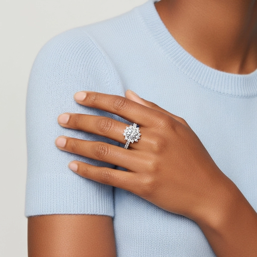 Le luxe Rond 2.00ct Moissanite Bague de fiançailles