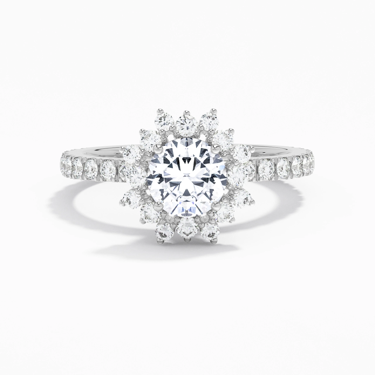 Luxury Round 1.00ct Moissanite Engagement Ring