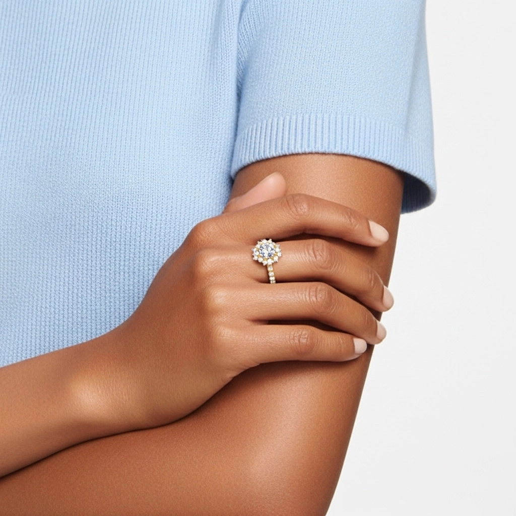 Argent sterling 925 Moissanite Bague de fiançailles