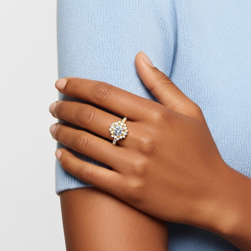 Argent sterling 925 Moissanite Bague de fiançailles