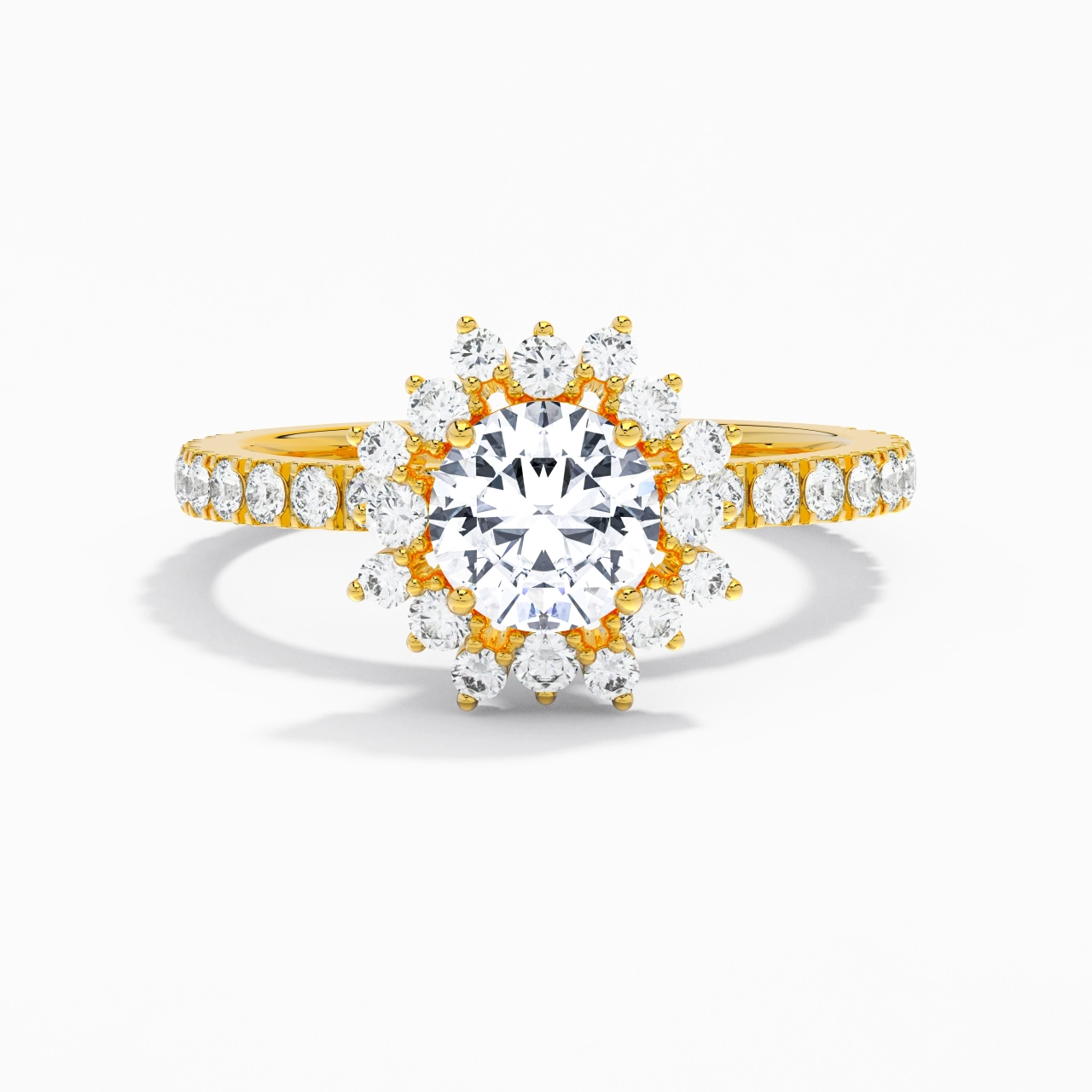 Luxury Round 1.00ct Moissanite Engagement Ring