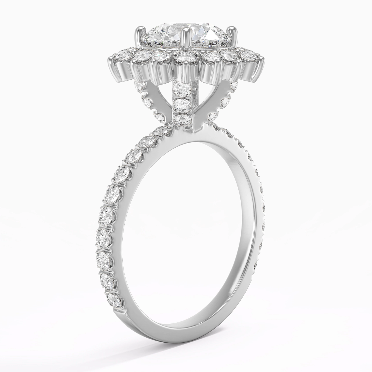 Luxury Round 2.00ct Moissanite Engagement Ring