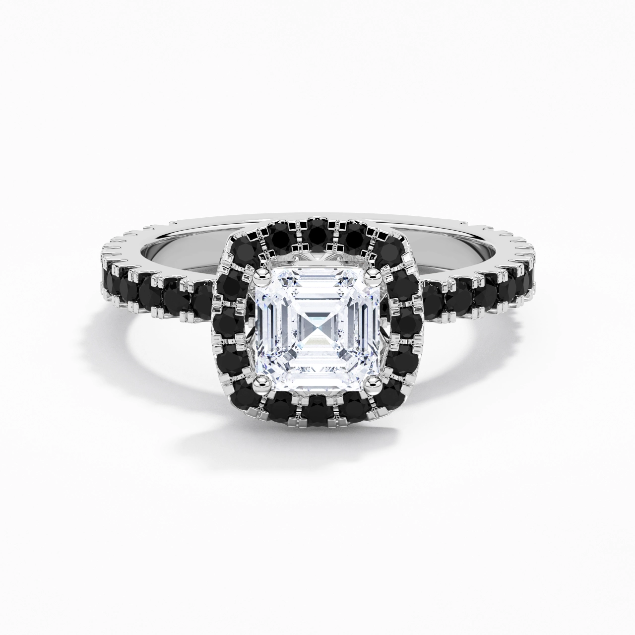 Delicado Asscher 1.00ct Circonio cúbico Anillo de Compromiso