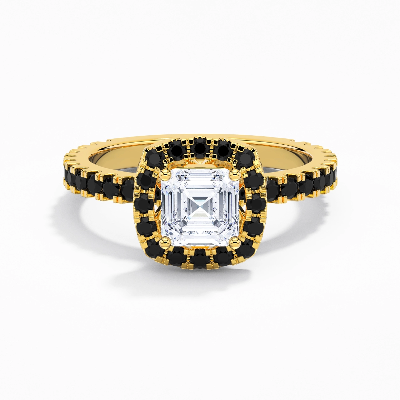 Delicado Asscher 1.00ct Circonio cúbico Anillo de Compromiso