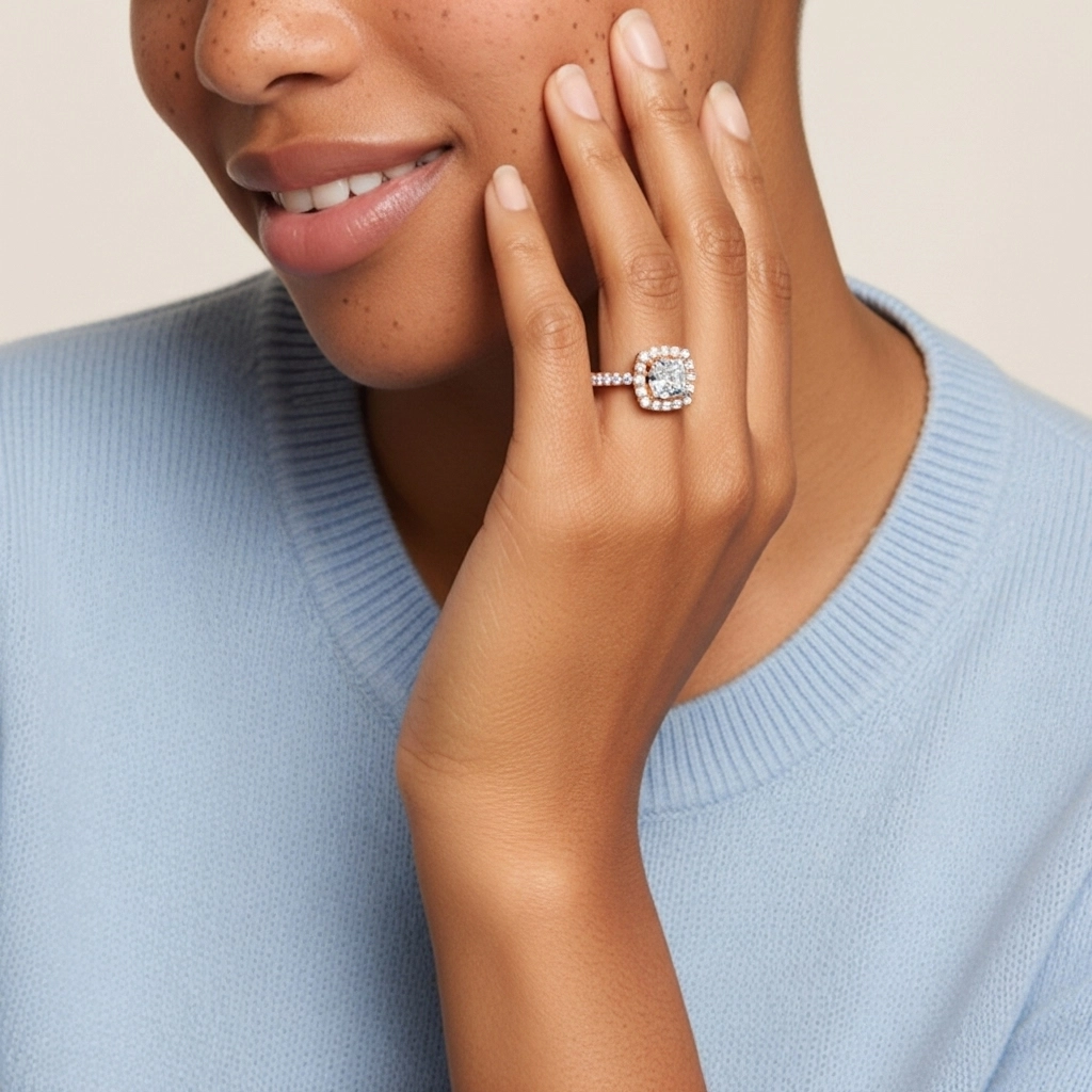 Delicate Cushion 1.00ct Moissanite Engagement Ring