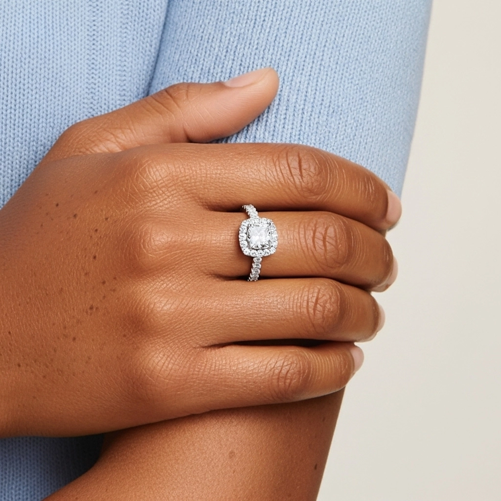 Delicate Cushion 2.00ct Moissanite Engagement Ring