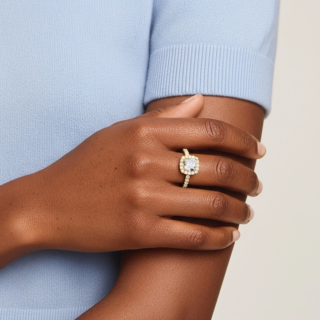 Délicat Coussin 1.00ct Moissanite Bague de fiançailles