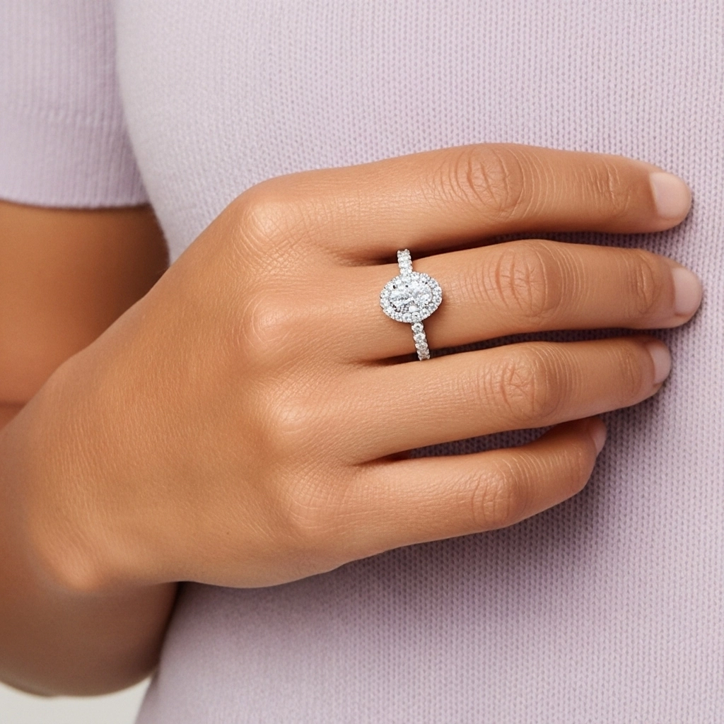 Délicat Ovale 1.00ct Moissanite Bague de fiançailles