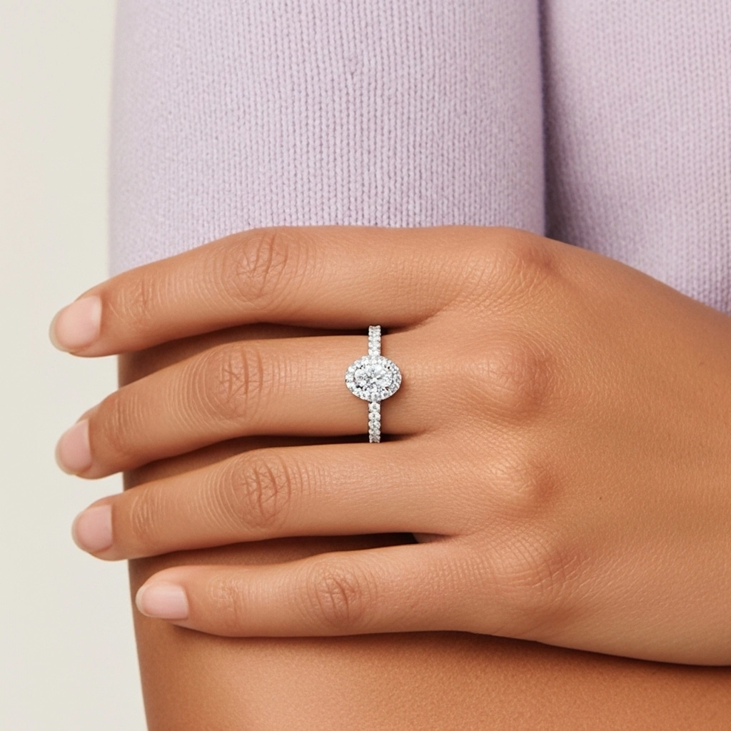 Délicat Ovale 1.00ct Moissanite Bague de fiançailles