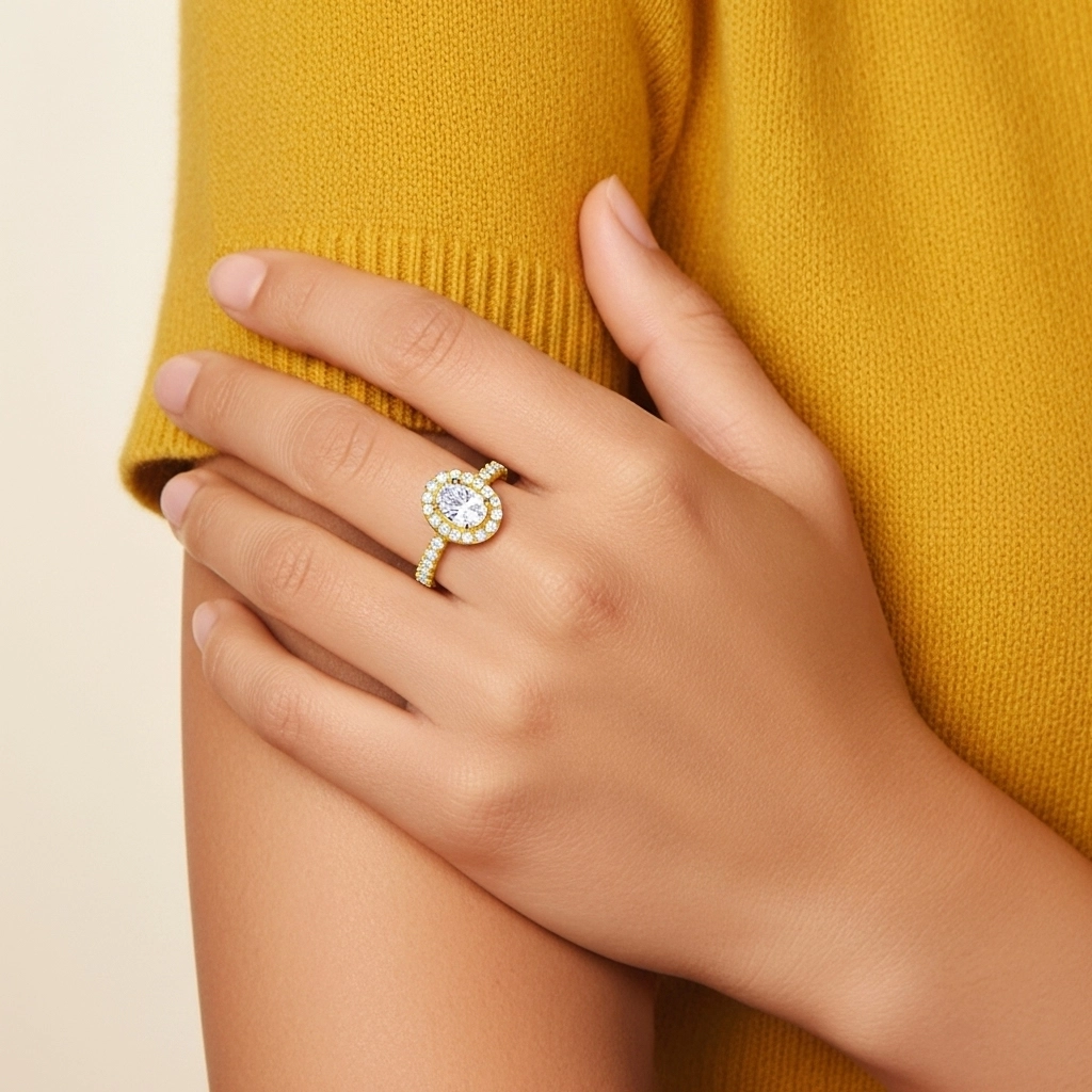 Délicat Ovale 1.00ct Moissanite Bague de fiançailles