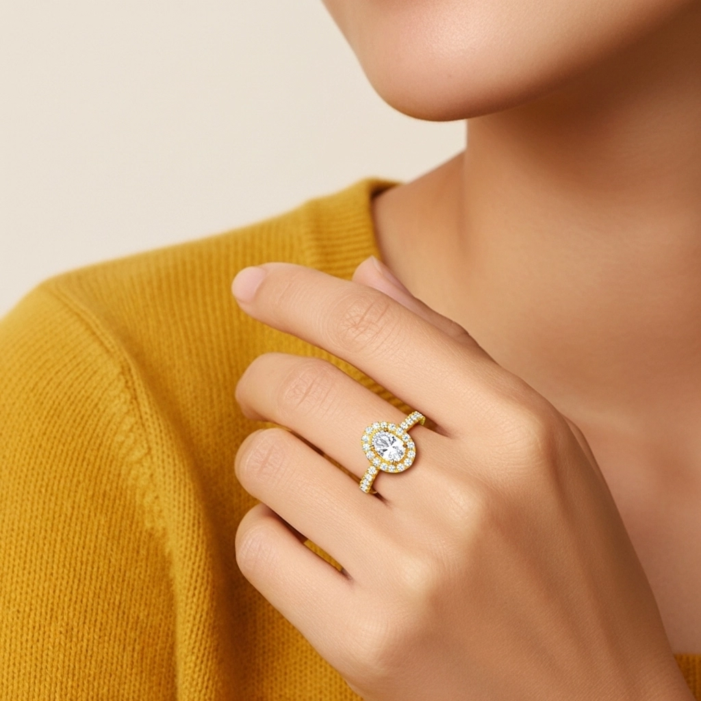 Délicat Ovale 1.00ct Moissanite Bague de fiançailles