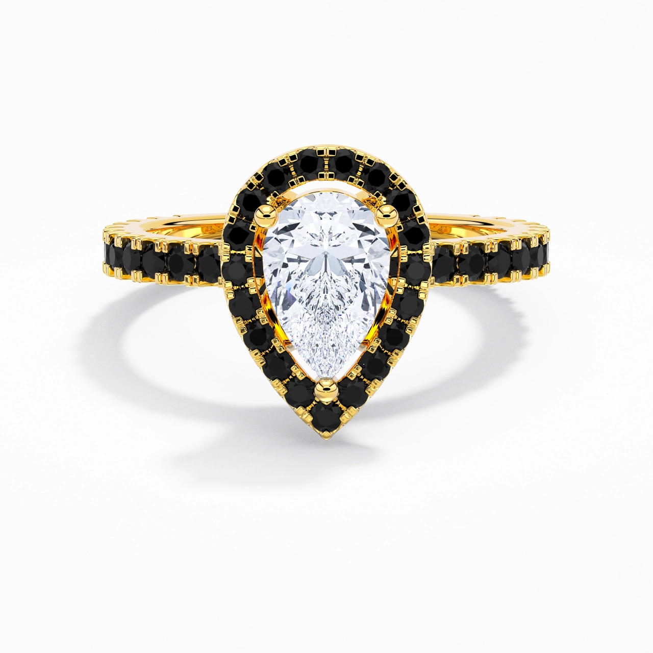 Délicat Poire 1.50ct Zircon cubique Bague de fiançailles