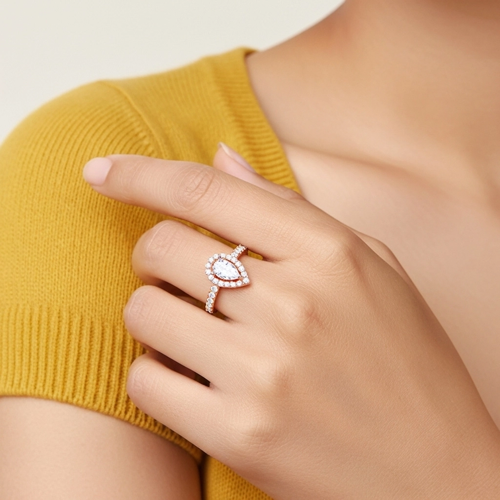 Delicate Pear 1.00ct Moissanite Engagement Ring