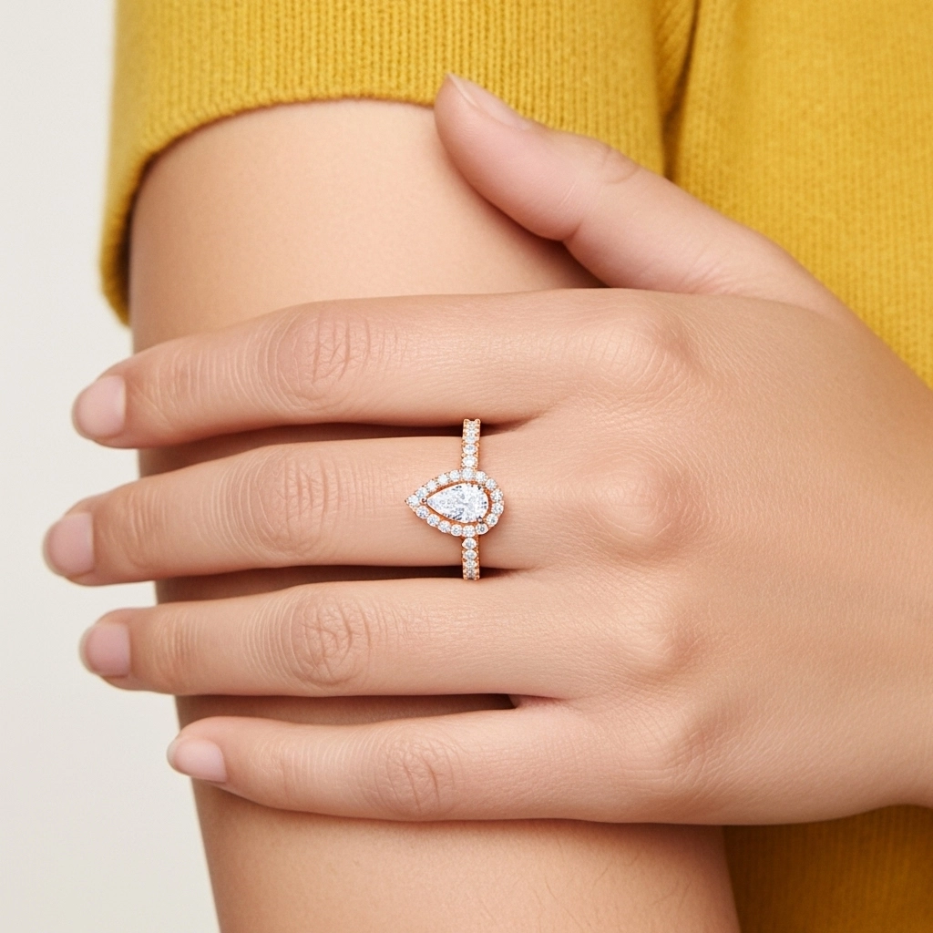 Delicate Pear 1.00ct Moissanite Engagement Ring