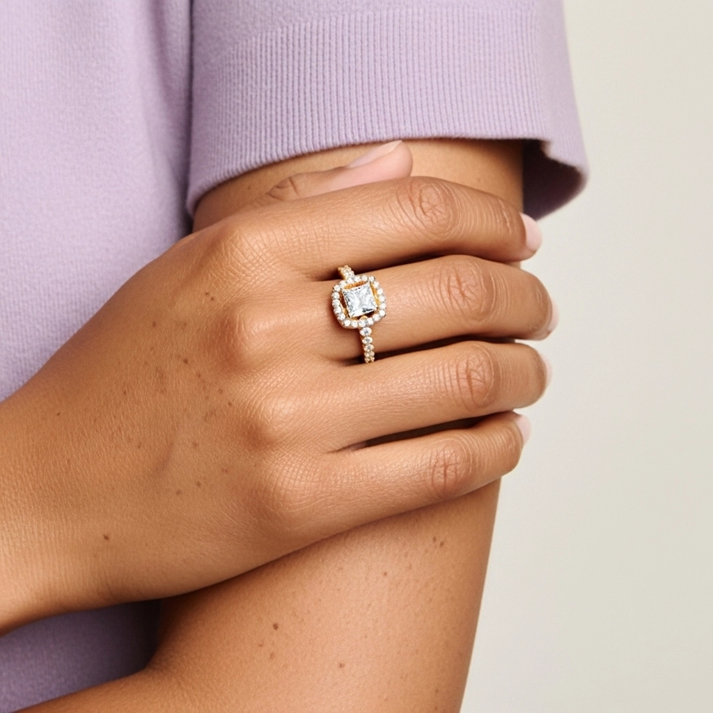 Délicat Princesse 1.00ct Moissanite Bague de fiançailles