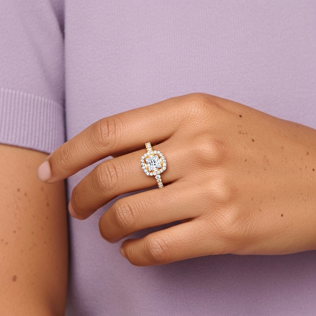 Délicat Princesse 1.00ct Moissanite Bague de fiançailles