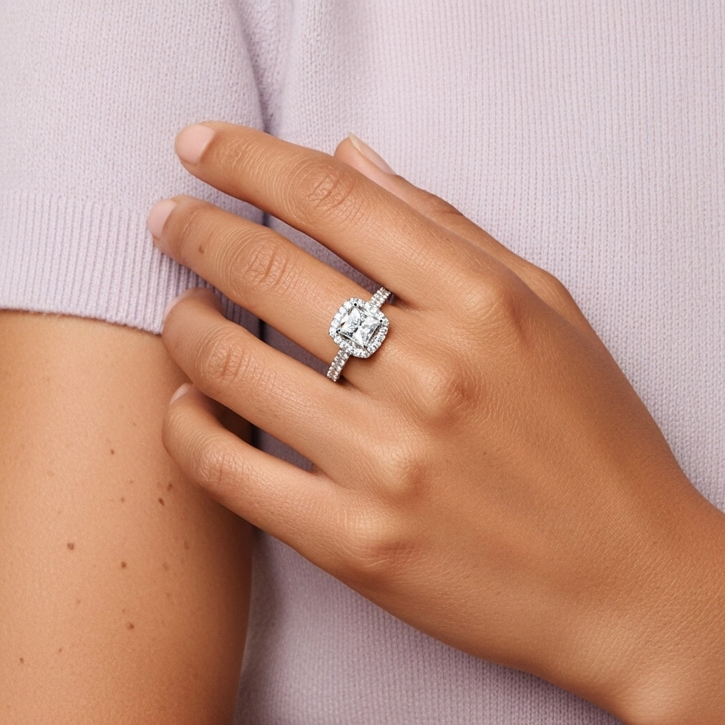 Délicat Princesse 1.00ct Moissanite Bague de fiançailles