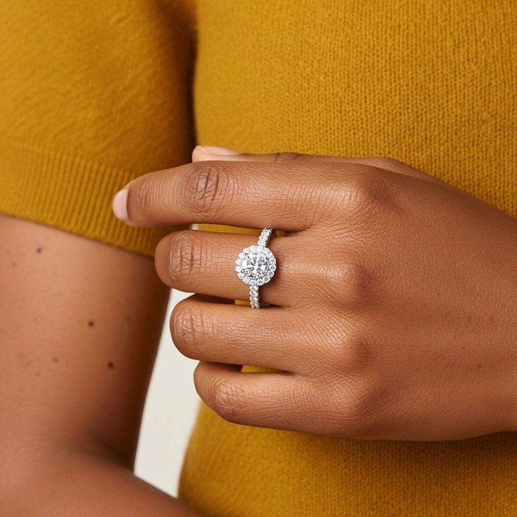 Délicat Rond 1.50ct Moissanite Bague de fiançailles