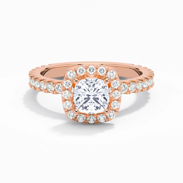 Delicado Cojín Moissanita Anillo de Compromiso 1.00ct En Blanco Plata esterlina 925 Aro de halo Pata recta