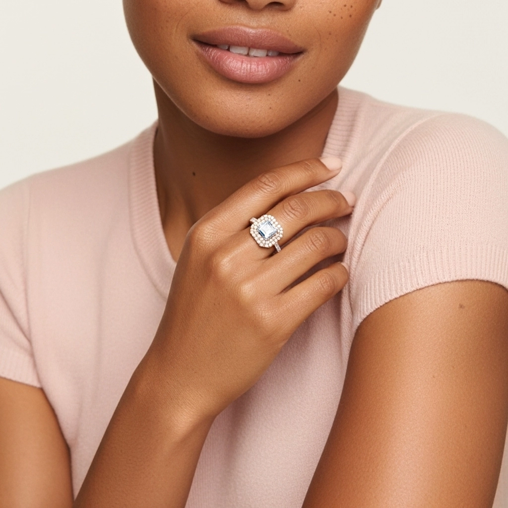 Luxury Asscher 1.00ct Moissanite Engagement Ring