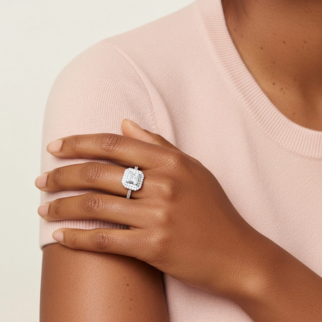 925 Sterling Silver Moissanite Engagement Ring