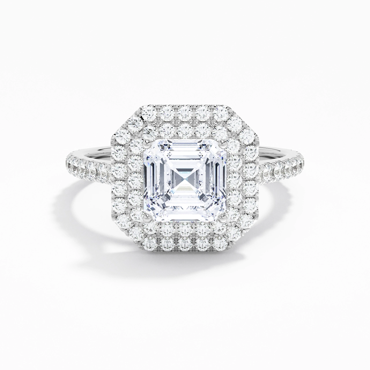 Luxury Asscher 1.00ct Moissanite Engagement Ring