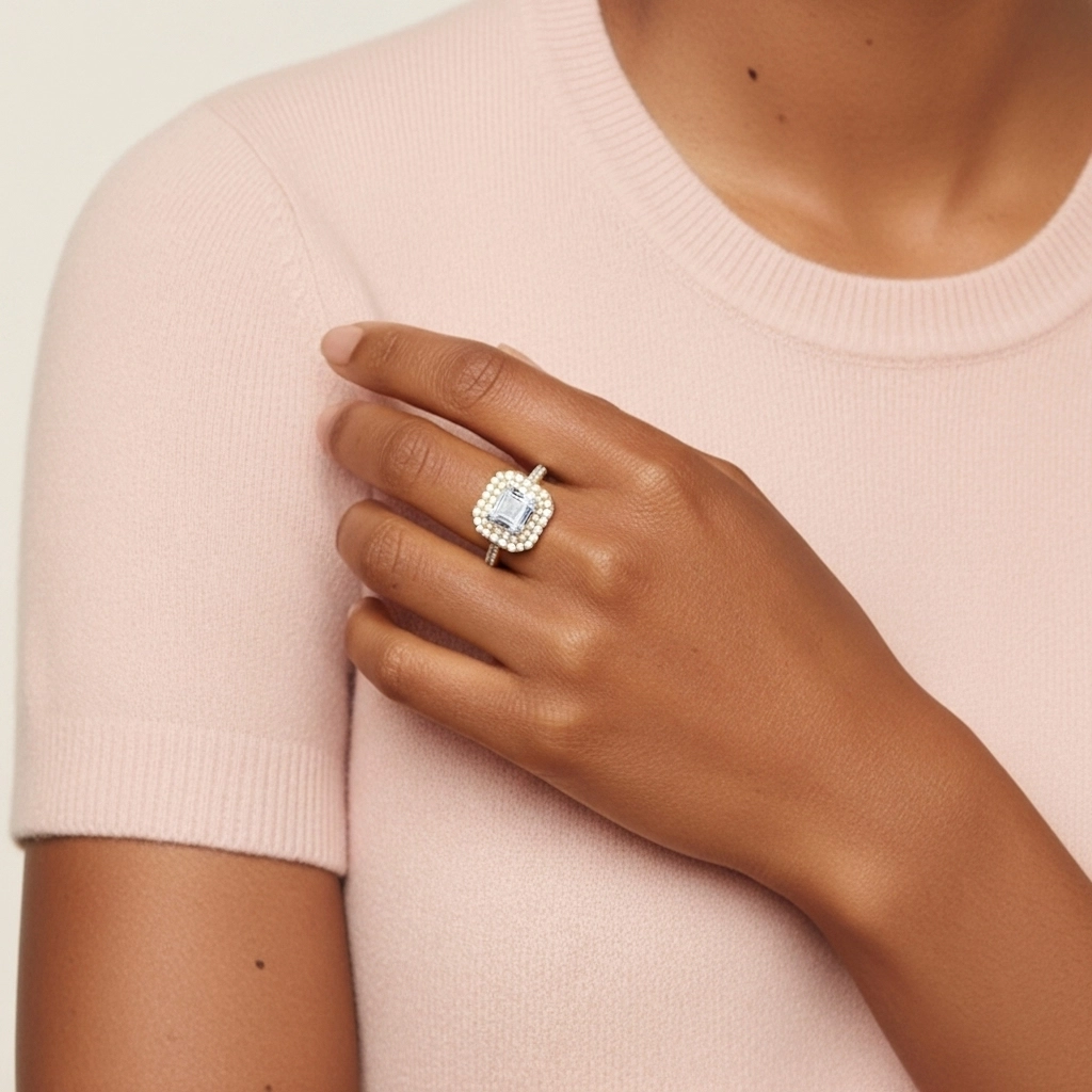 925 Sterling Silver Moissanite Engagement Ring