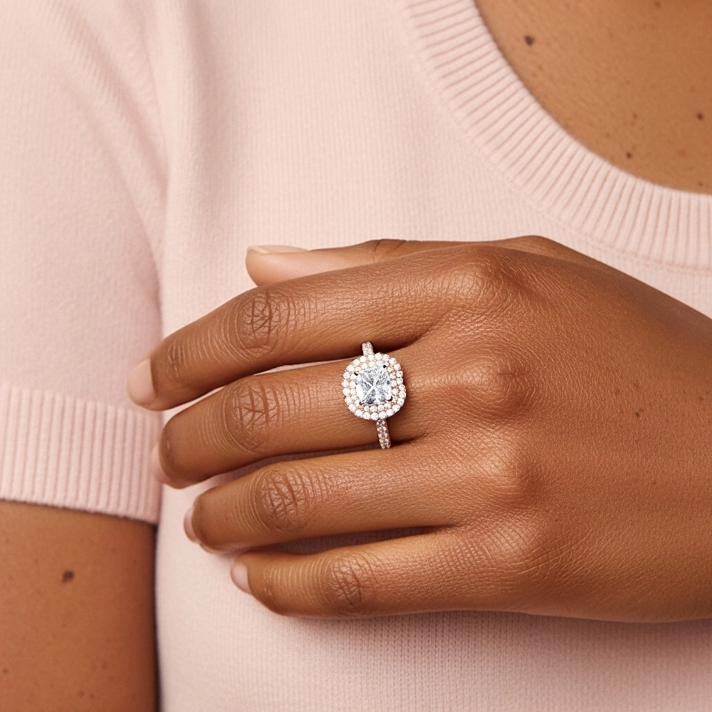 Luxury Cushion 1.00ct Moissanite Engagement Ring