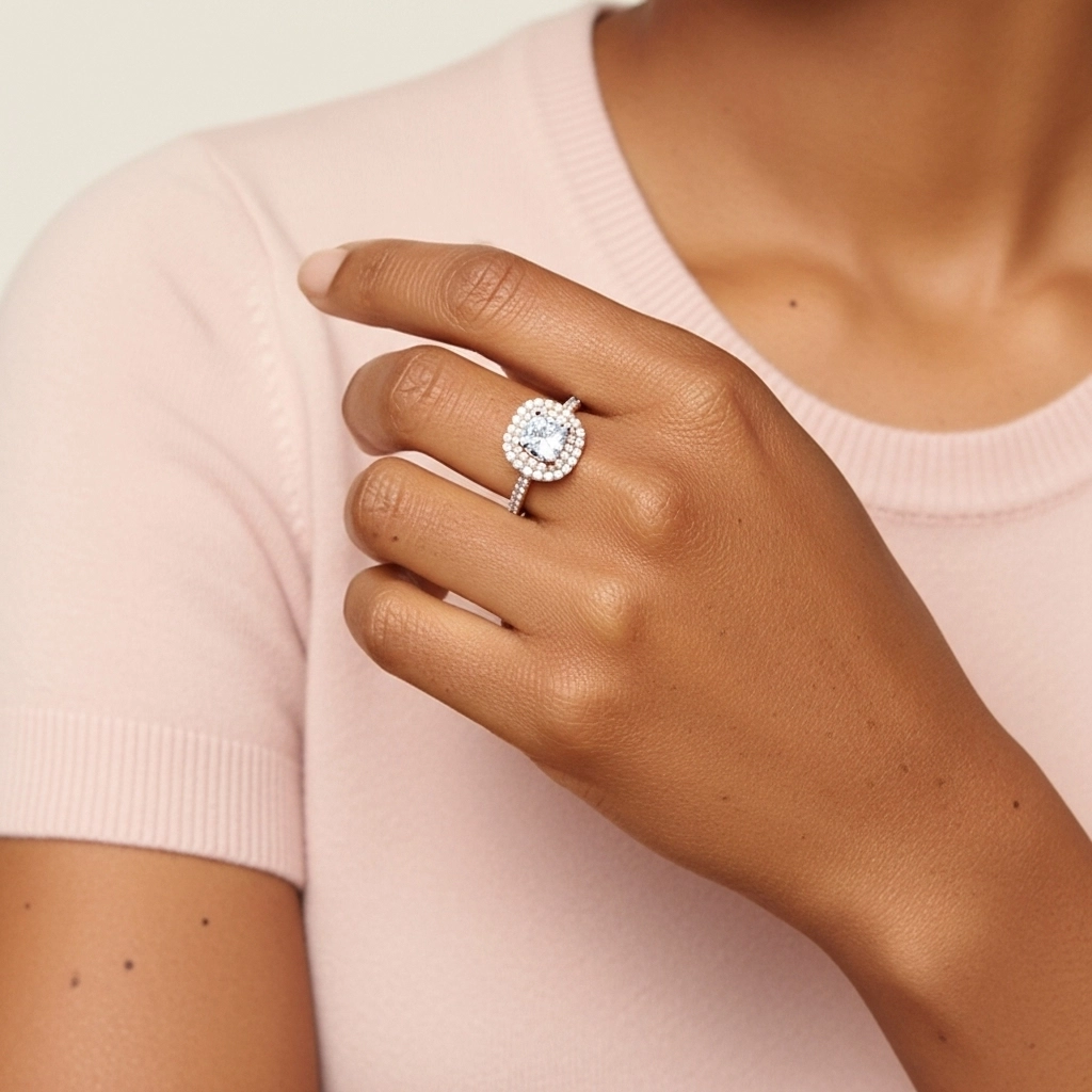 Luxury Cushion 1.00ct Moissanite Engagement Ring