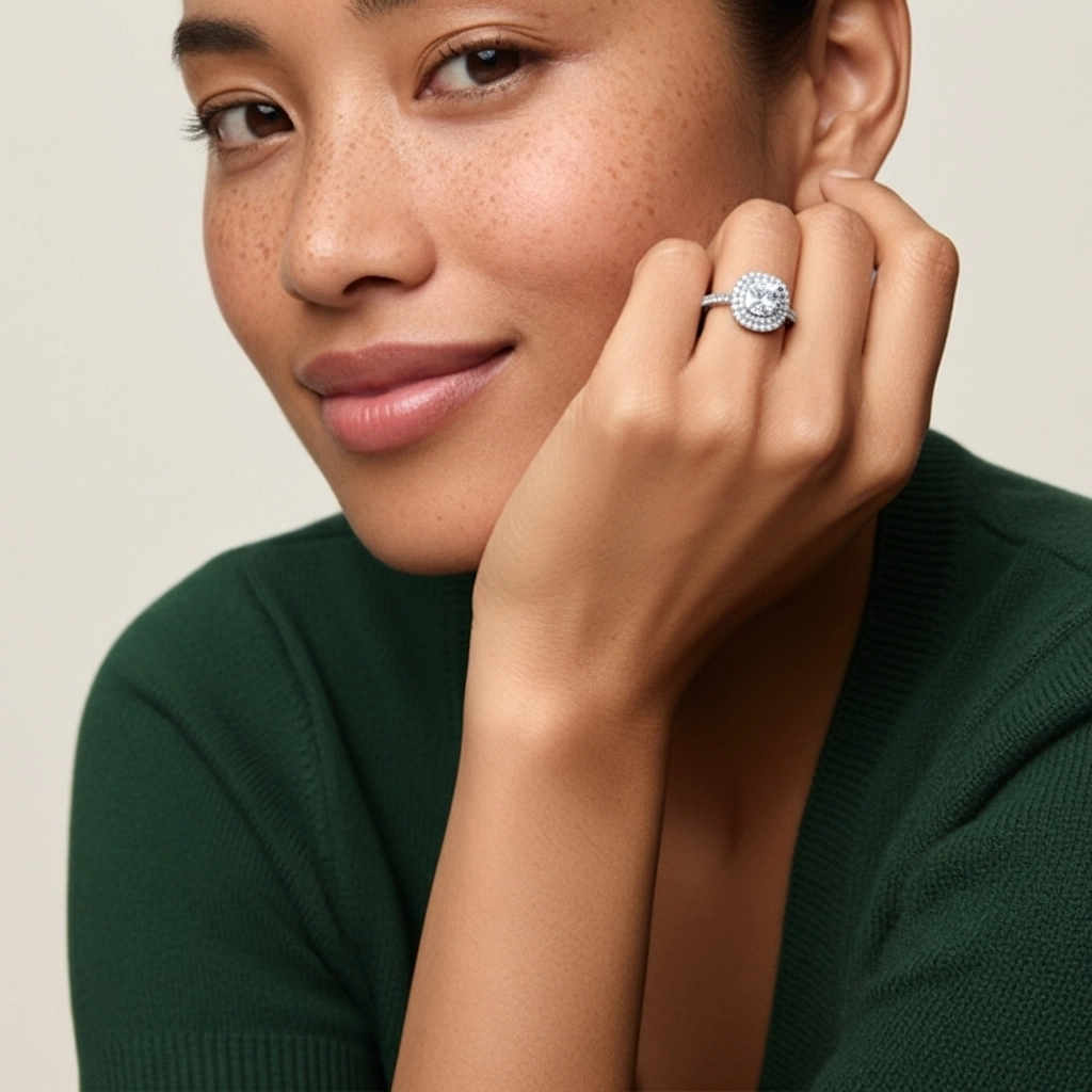 Luxury Cushion 1.00ct Moissanite Engagement Ring