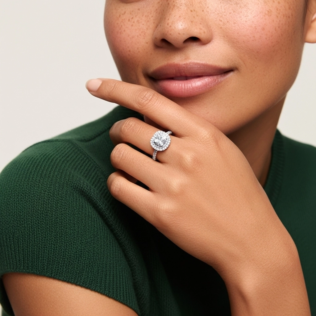 925 Sterling Silver Moissanite Engagement Ring