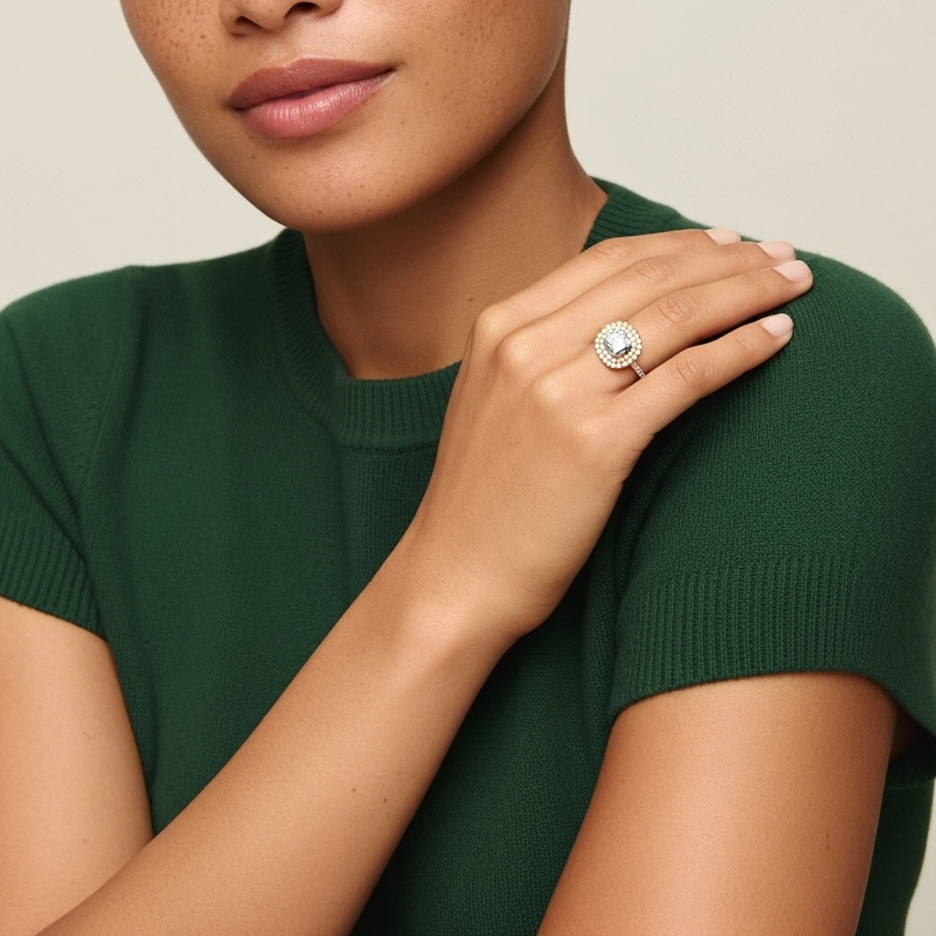 925 Sterling Silver Moissanite Engagement Ring