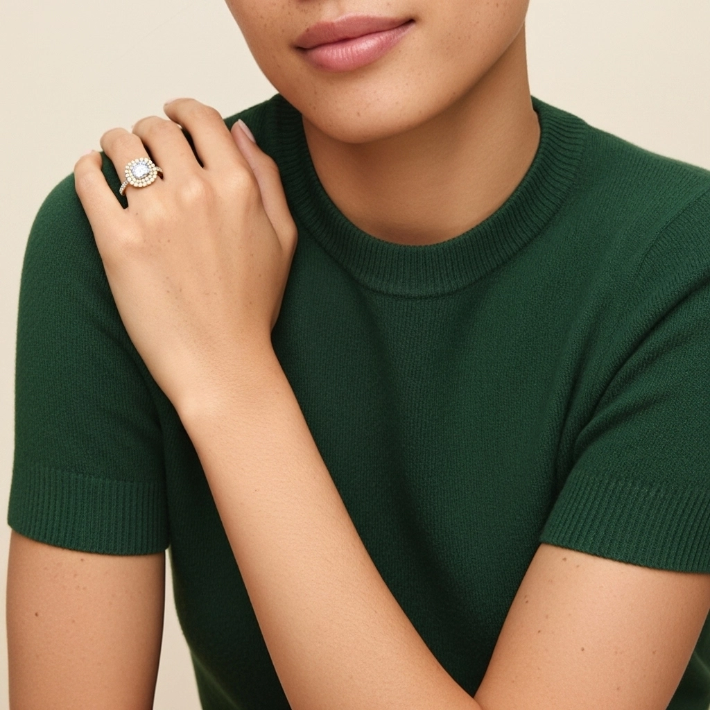 925 Sterling Silver Moissanite Engagement Ring