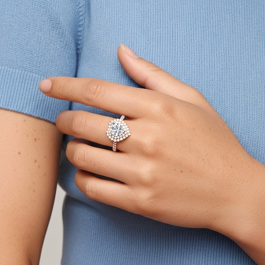 Luxury Heart 1.00ct Moissanite Engagement Ring