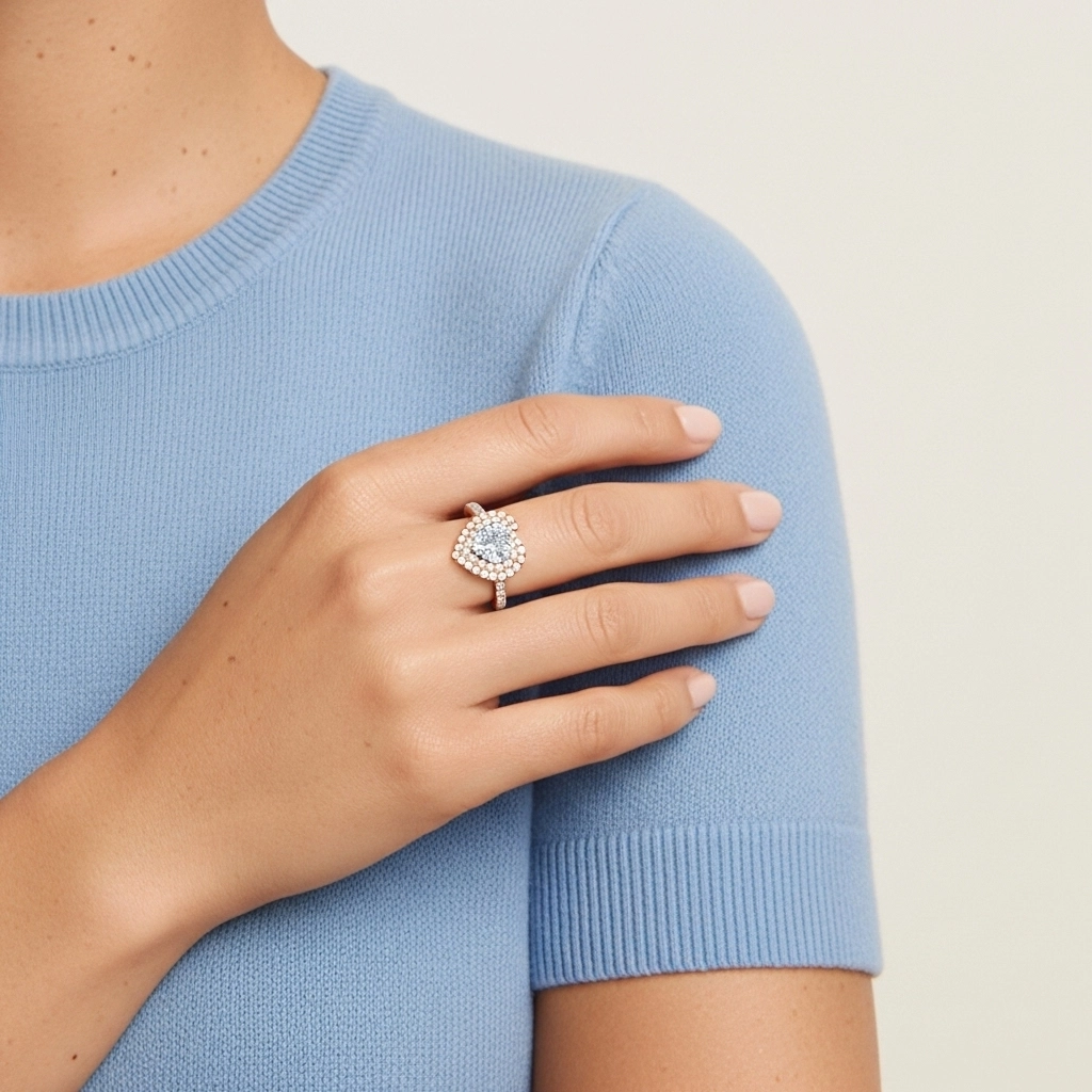 Luxury Heart 1.00ct Moissanite Engagement Ring