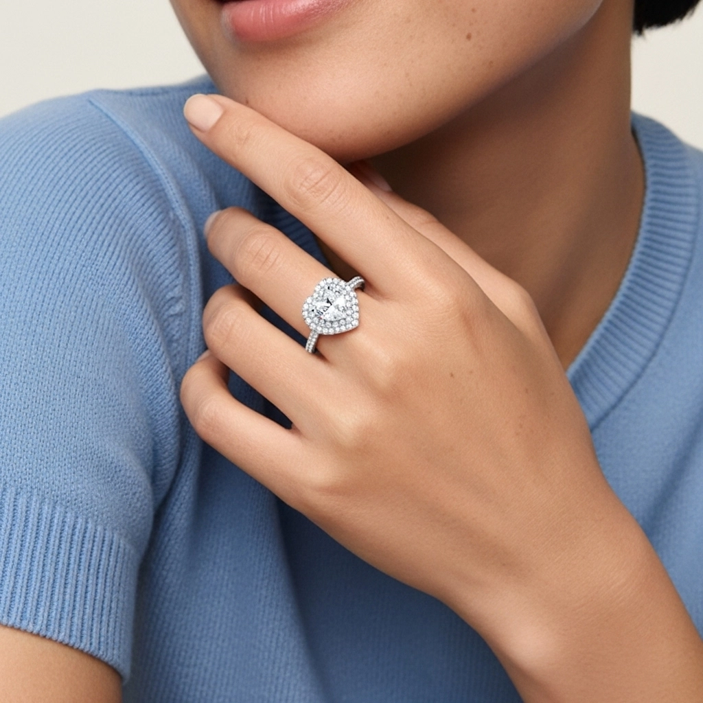 925 Sterling Silver Moissanite Engagement Ring