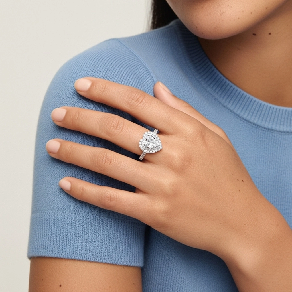 925 Sterling Silver Moissanite Engagement Ring