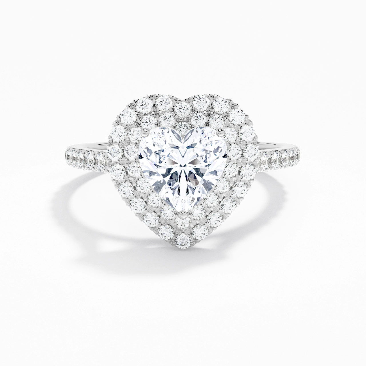 Luxury Heart 1.00ct Moissanite Engagement Ring