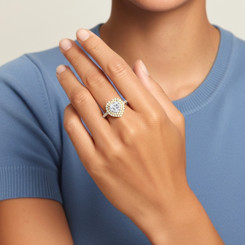 Luxury Heart 1.00ct Moissanite Engagement Ring