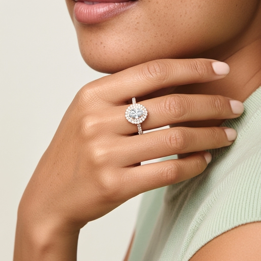 925 Sterling Silver Moissanite Engagement Ring