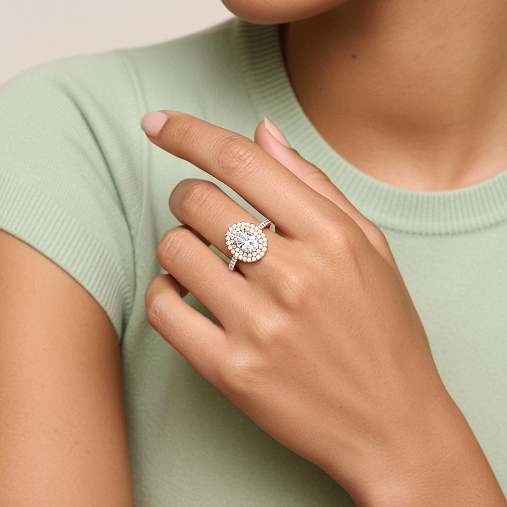 925 Sterling Silver Moissanite Engagement Ring