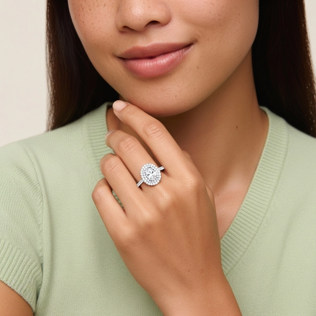 925 Sterling Silver Moissanite Engagement Ring