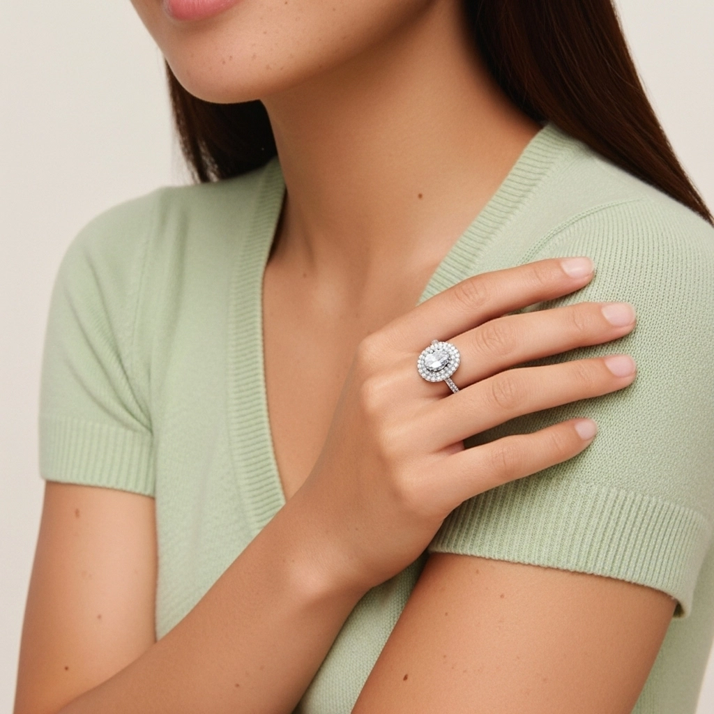 925 Sterling Silver Moissanite Engagement Ring