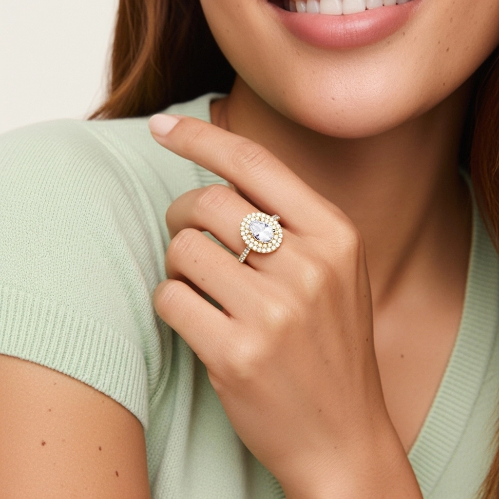 925 Sterling Silver Moissanite Engagement Ring